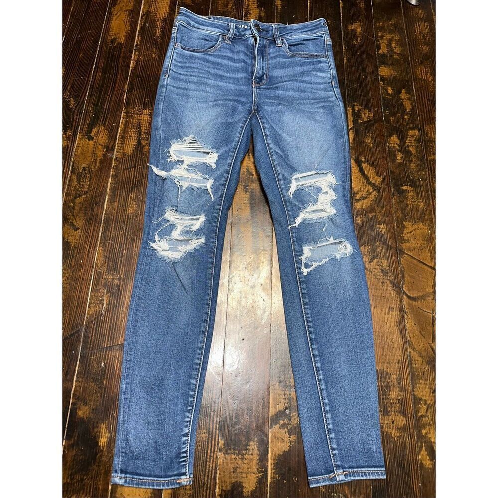 American Eagle 8 distressed stretch normcore hi-rise jeggings